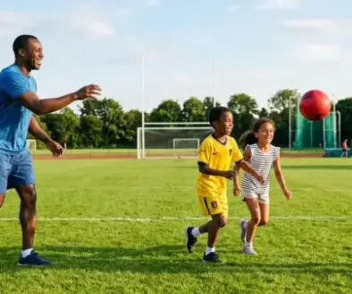Family playing with ball
